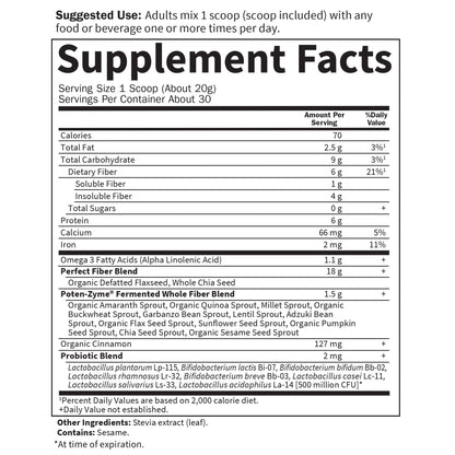 Garden of Life Super Seed - Vegetarian Whole Food Fiber Supplement with Protein and Omega 3, 5oz (600g) Powder - Maple Wellness Supplements