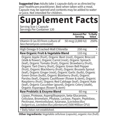 Garden of Life Vitamin D, Vitamin Code Raw D3, Vitamin D 2,000 IU, Raw Whole Food D3 Supplements with Chlorella, Fruit, Veggies & Probiotics - Maple Wellness Supplements