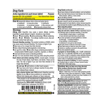 Geri Care IBUPROFEN Pain Relief Tablets (100 Count) - Maple Wellness Supplements