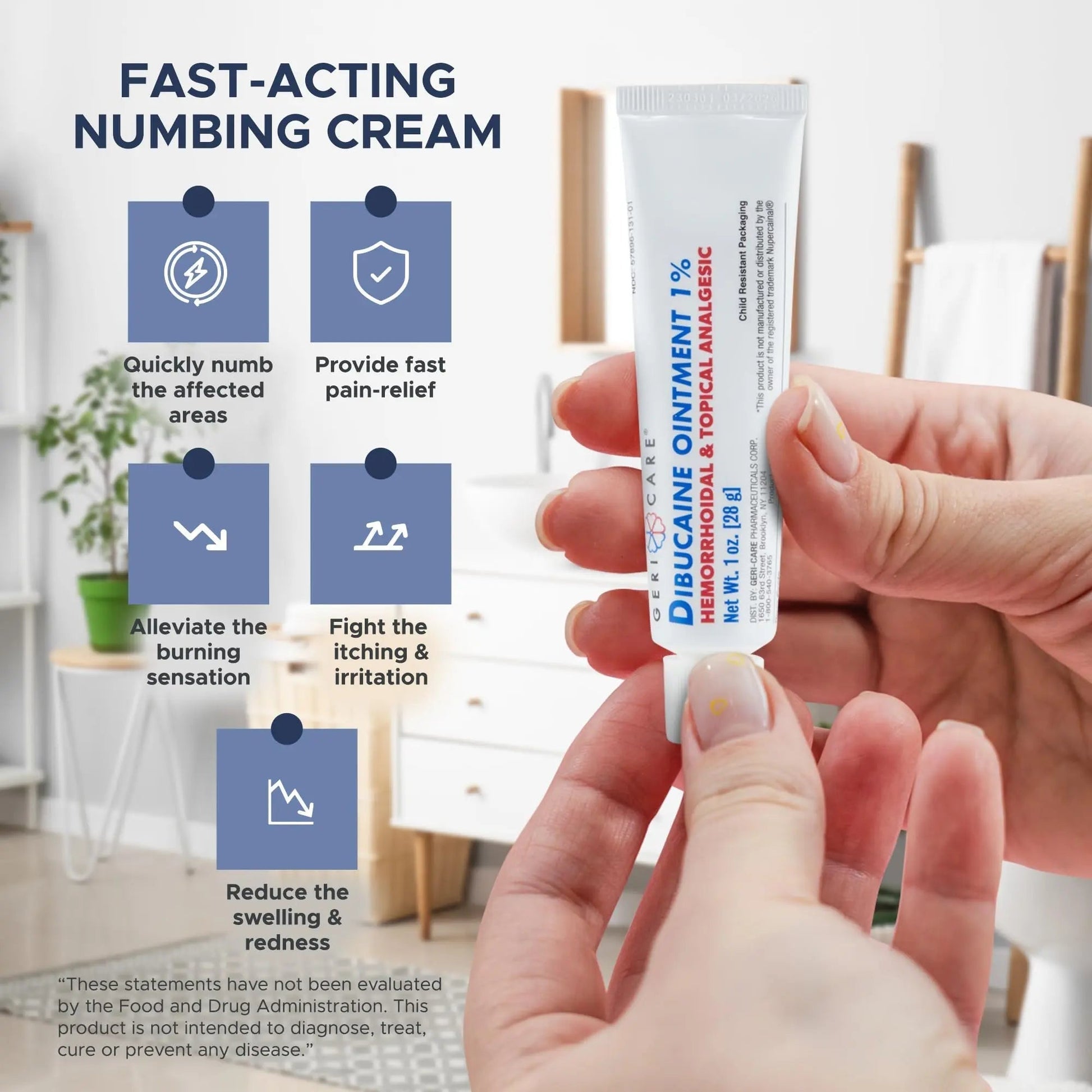 GeriCare Dibucaine Hemorroid Ointment 1% Pain-Relief Hemorrhoid Cream |Hemorroidal & Topical Analgesic| Quick Relief from Burning & Itching | Fast-Acting External Hemorrhoid Treatment 1oz (2 Pack) - Maple Wellness Supplements