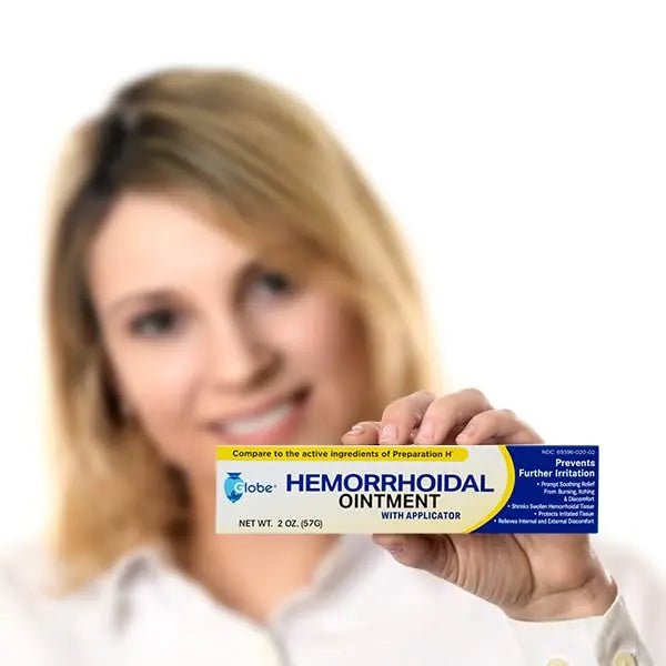 Globe Hemorrhoidal Ointment, Phenylephrine HCl, Petrolatum, Mineral Oil, Relief from Burning, Itching and Discomfort of Hemorrhoids, 2 Ounces (4 Pack) - Maple Wellness Supplements