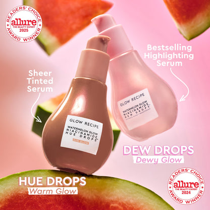 Glow Recipe Hue Drops Bronzing Drops, Tinted Face Serum, Glow Primer + Liquid Highlighter, Niacinamide + Hyaluronic Acid, Radiant Warm Glow, Sunglow (40ml) - Maple Wellness Supplements