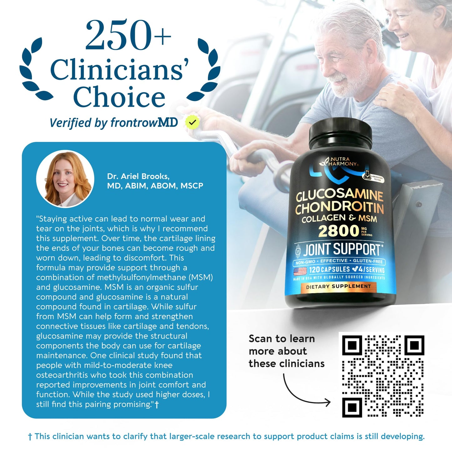 Glucosamine Chondroitin MSM Collagen | HSA | Joint Support Supplement 2800 mg | Made in USA | FSA Approved Product Items | Flexibility Nutritional Vitamins - Maple Wellness Supplements