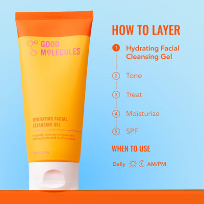 Good Molecules Hydrating Facial Cleansing Gel - Face Wash with Rosewater and Pineapple Extracts to Brighten, Cleanse, and Moisturize - Facial Cleanser, Skin Care - Maple Wellness Supplements