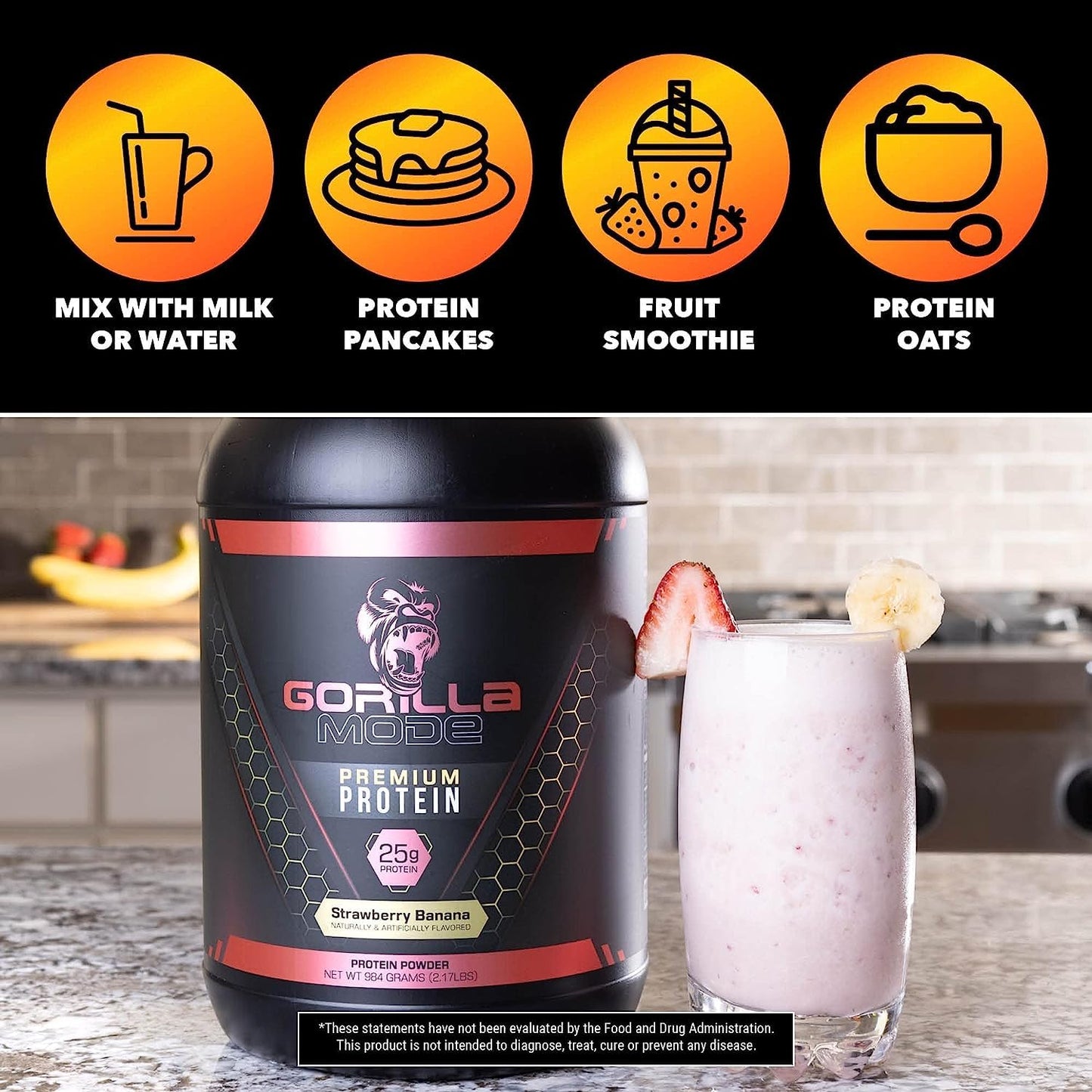Gorilla Mode Premium Whey Protein - Cinnamon Churro / 25 Grams of Whey Protein Isolate - Maple Wellness Supplements