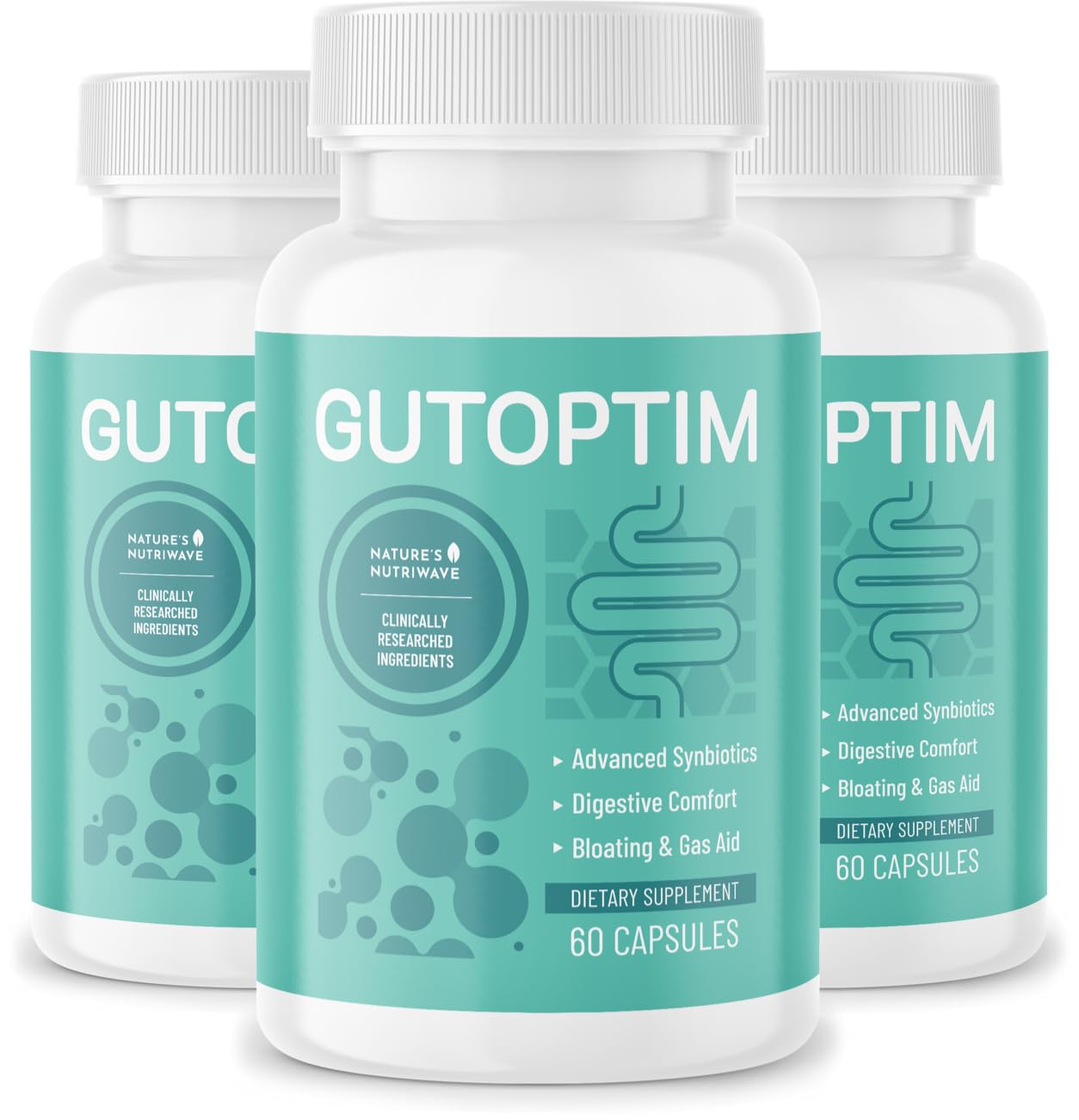 GutOptim Probiotic & Prebiotic Capsules | Pre and Probiotics for Synbiotic Gut Health & Bloating Relief for Women & Men | Enzyme with Probiotics for Digestive Health | Non-GMO, 60 Ct, 3 Month Supply - Maple Wellness Supplements