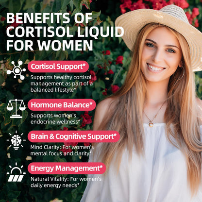 GZ HAOYUAN Cortisol Supplement Liquid Drops for Women and Men with Magnesium, Ashwagandha, L-theanine, Phosphatidylserine for Lower Cortisol, Calm, Mood, Sleep Support - 2 FL.OZ, Strawberry - Maple Wellness Supplements