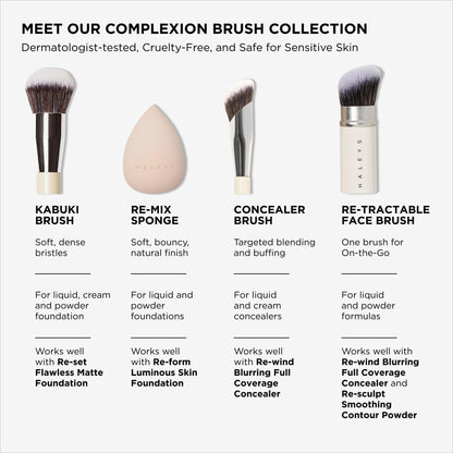 Haleys Beauty Kabuki Foundation Brush For Applying Powder, Foundation, Bronzer, Blush, and Mineral Make up, Soft Bristles, Seamless Blending, Makeup Brushes Essential, Vegan & Cruelty Free - Maple Wellness Supplements
