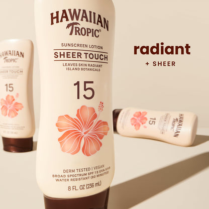 Hawaiian Tropic Sunscreen Sheer Touch Broad Spectrum Sun Care Sunscreen Lotion - SPF 15, 8 Ounce - Maple Wellness Supplements