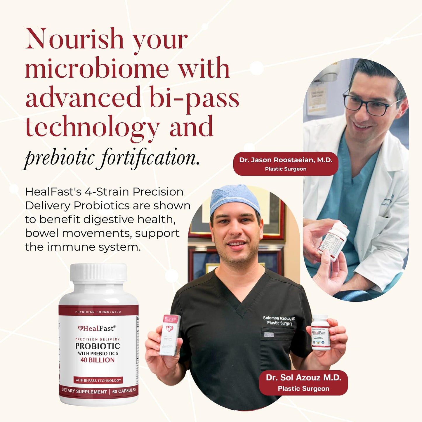 HealFast Physician Formulated Probiotic Supplement - 40 Billion CFU - Live Prebiotics and Probiotics for Men and Women - Probiotics for Gut Health - Non-GMO and Vegan - 30 Day Supply - Maple Wellness Supplements