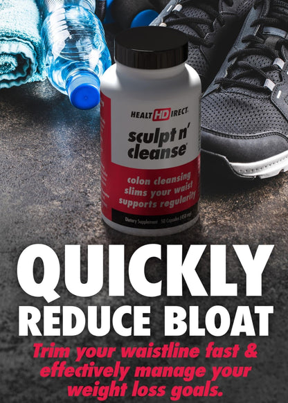 HEALTH DIRECT Sculpt n' Cleanse - Herbal Colon Cleanse for Digestive Health & Regularity - Natural Detox & Gut Flush Supplement - 50 Veggie Capsules - Maple Wellness Supplements