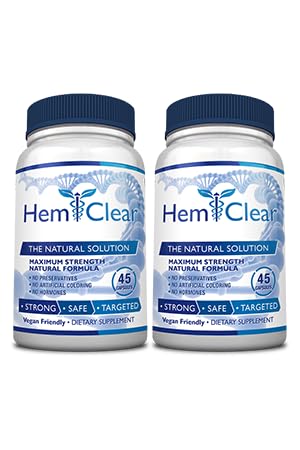 HemClear for Hemorrhoids - Vegan Formula for Hemorrhoid Relief & Vascular Health - Maximum Strength 2 Bottle 90 Capsules - Maple Wellness Supplements