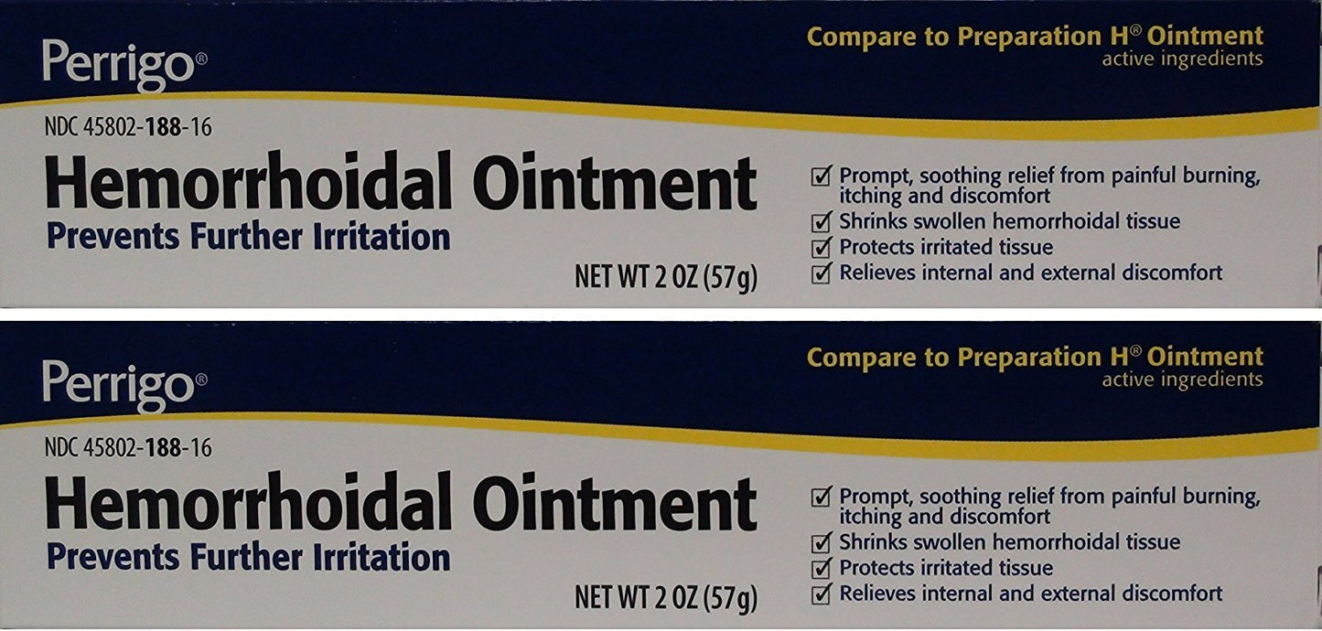 Hemorrhoidal Pain Relief Ointment Generic for Preparation H for Fast Relieves of Internal and External Hemorrhoid Symptoms 2 oz. Per Tube Pack of 2 Total 4 oz. - Maple Wellness Supplements