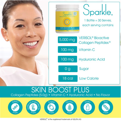 Hydrolyzed Collagen Powder - Sparkle Skin Boost Plus (No Flavor) [30-Serves] Verisol Pept - Maple Wellness Supplements