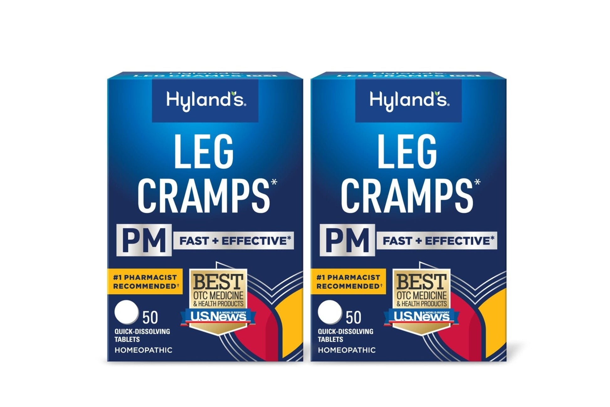 Hyland's Leg Cramps PM, Relief of Nighttime Leg, Calf, and Foot Cramps, 50 Quick-Dissolving Tablets 2-Pack (100 Total) - Maple Wellness Supplements