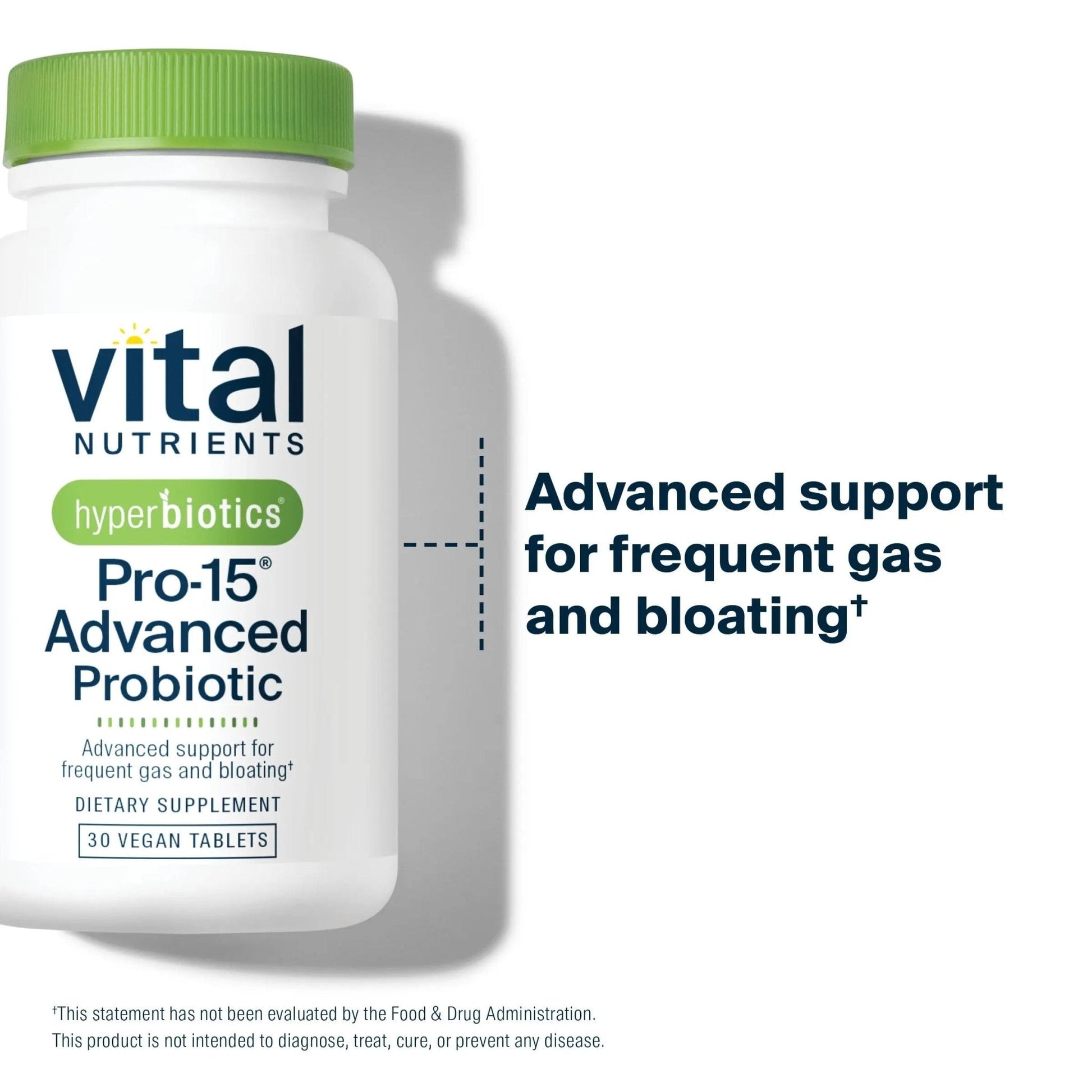 Hyperbiotics Vital Nutrients Pro-15 Advanced Probiotics for Women and Men | 15 Strains + Kiwifruit | Clinically Studied Daily Probiotics for Digestive Health, Gas, & Bloating | 30 Vegan Tablets - Maple Wellness Supplements
