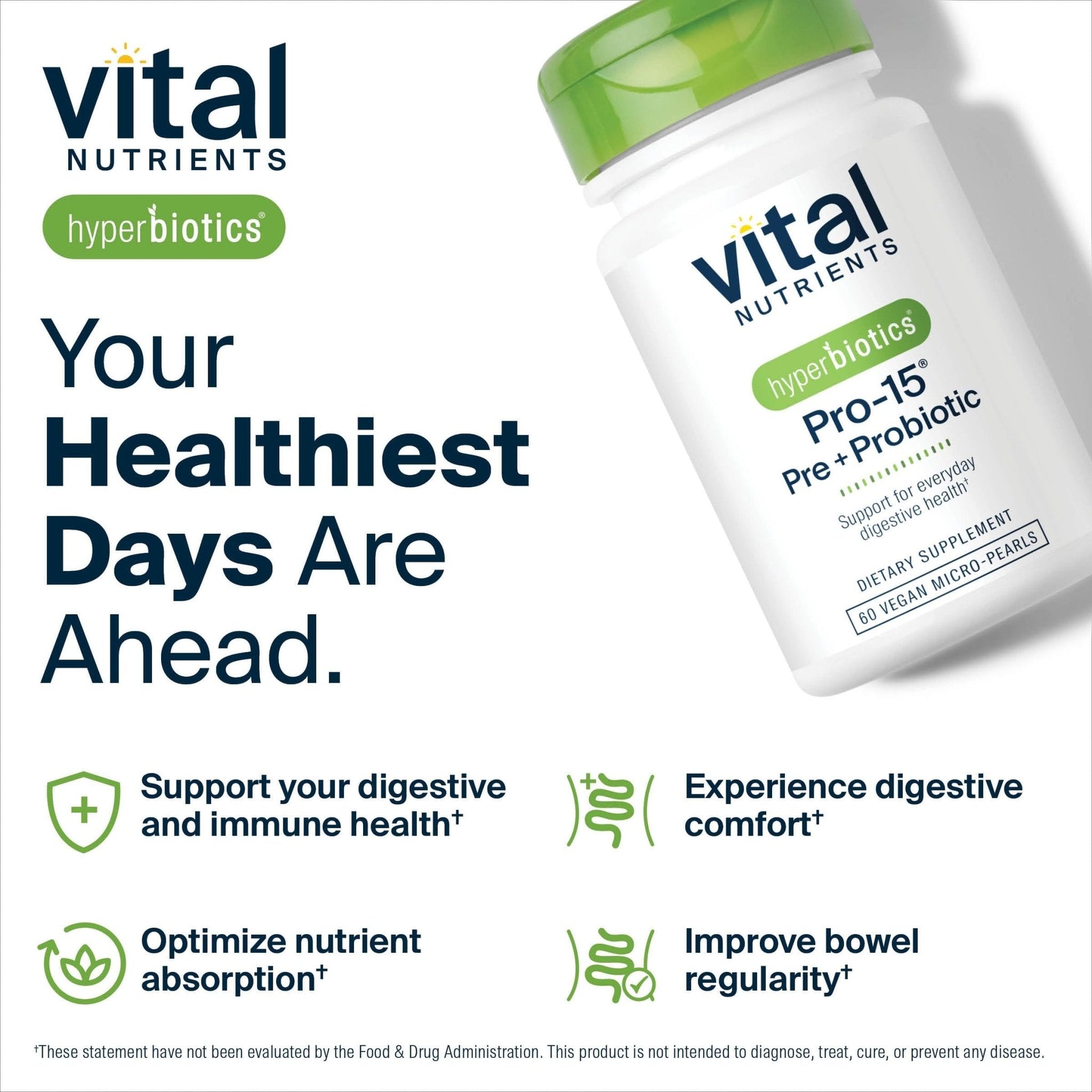 Hyperbiotics Vital Nutrients Pro-15 Prebiotics and Probiotics for Women and Men | 15 Science Backed Strains | Supports Occasional Constipation - Maple Wellness Supplements