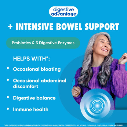 IBS Daily Probiotic Capsules for Digestive Health & Gut Health, Digestive Advantage Probiotics For Men and Women (96 count box) - Digestible Enzymes - Maple Wellness Supplements