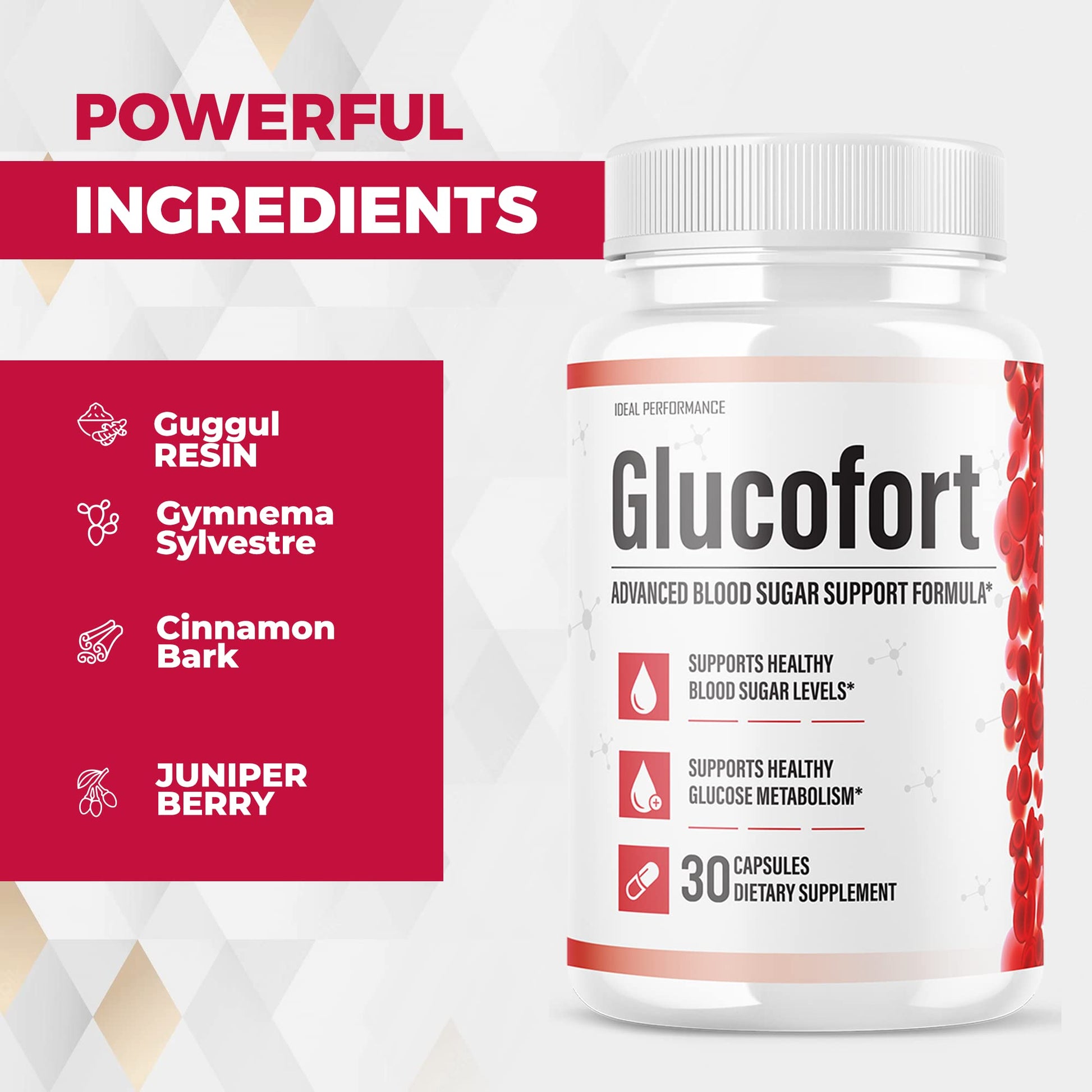 IDEAL PERFORMANCE (Official) Glucofort Supplement Support Formula (3 Pack) - Maple Wellness Supplements