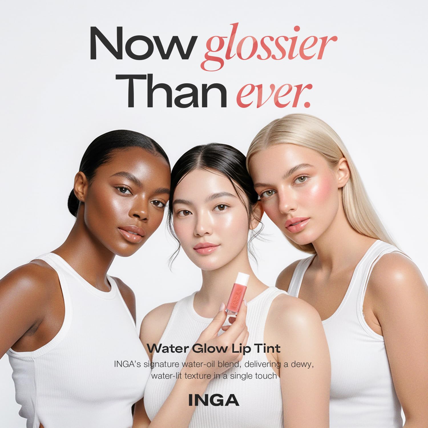 INGA Water Glow Lip Tint | Hydrating, Glossy Korean Lip Tint with Sheer Color & Glass-Like Shine | Long-Lasting, Non-Sticky Korean Lip Stain (RICH SALMON) - Maple Wellness Supplements