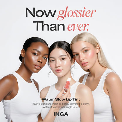 INGA Water Glow Lip Tint | Hydrating, Glossy Korean Lip Tint with Sheer Color & Glass-Like Shine | Long-Lasting, Non-Sticky Korean Lip Stain (RICH SALMON) - Maple Wellness Supplements