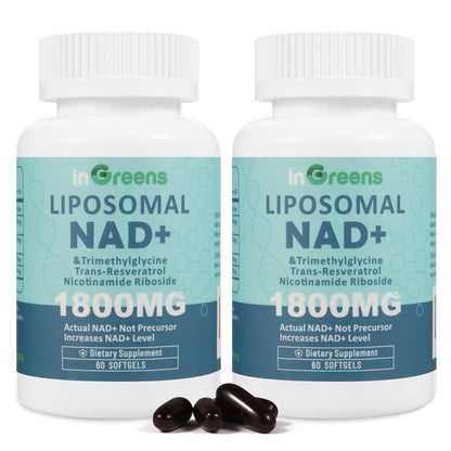inGreens Liposomal NAD+ Supplement 1800 mg with Nicotinamide Riboside, Trans Resveratrol, Trimethylglycine，Replaces NMN, Boost NAD+, Aging Defense，Cellular Energy, 120 Softgels - Maple Wellness Supplements