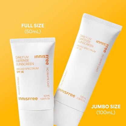 Innisfree Daily UV Defense SPF 36 – Korean Face Sunscreen, Invisible Finish, Broad Spectrum, - Maple Wellness Supplements
