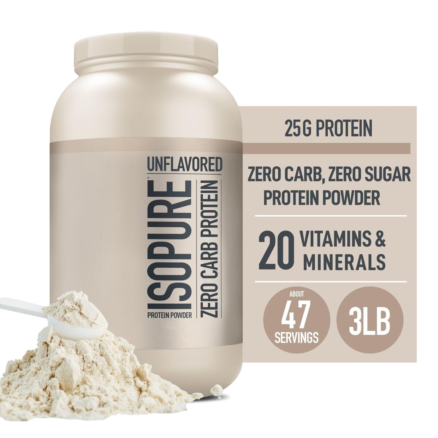 Isopure Unflavored Protein, 25g Whey Isolate, Zero Carb & Keto Friendly, 47 Servings - Maple Wellness Supplements