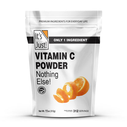 It's Just! - Vitamin C Powder, 100% Pure L-Ascorbic Acid, Food Grade, Immune Support, Homemade Cosmetics (11oz) - Maple Wellness Supplements