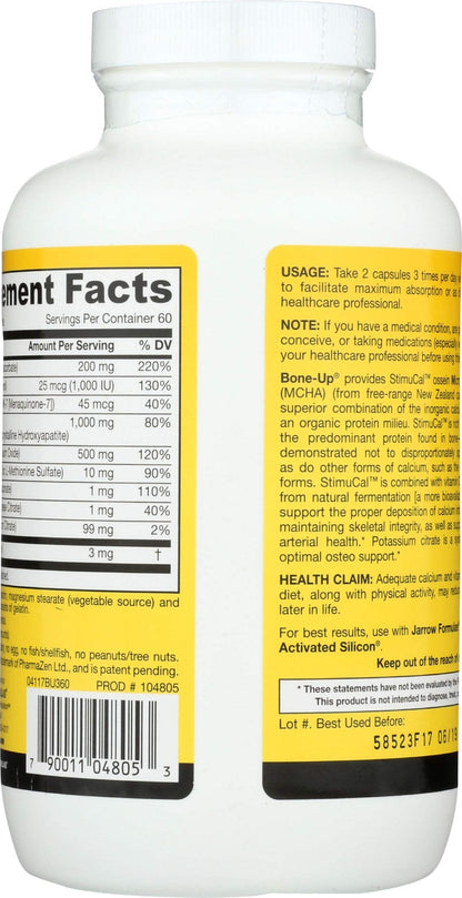 Jarrow Formulas BoneUp for Bone Density - Vitamin D3 and K2, Calcium Support, 360 Capsules, Promotes Skeletal Nutrition, Up to 60 Days Supply - Maple Wellness Supplements