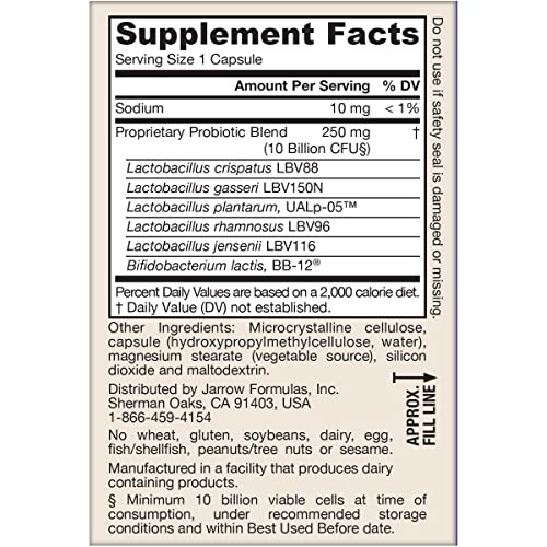 Jarrow Formulas Fem-Dophilus Advanced Vaginal & Digestive Probiotics 10 Billion CFU with 6 Science Backed Strains, for Vaginal, Urinary Tract - Maple Wellness Supplements