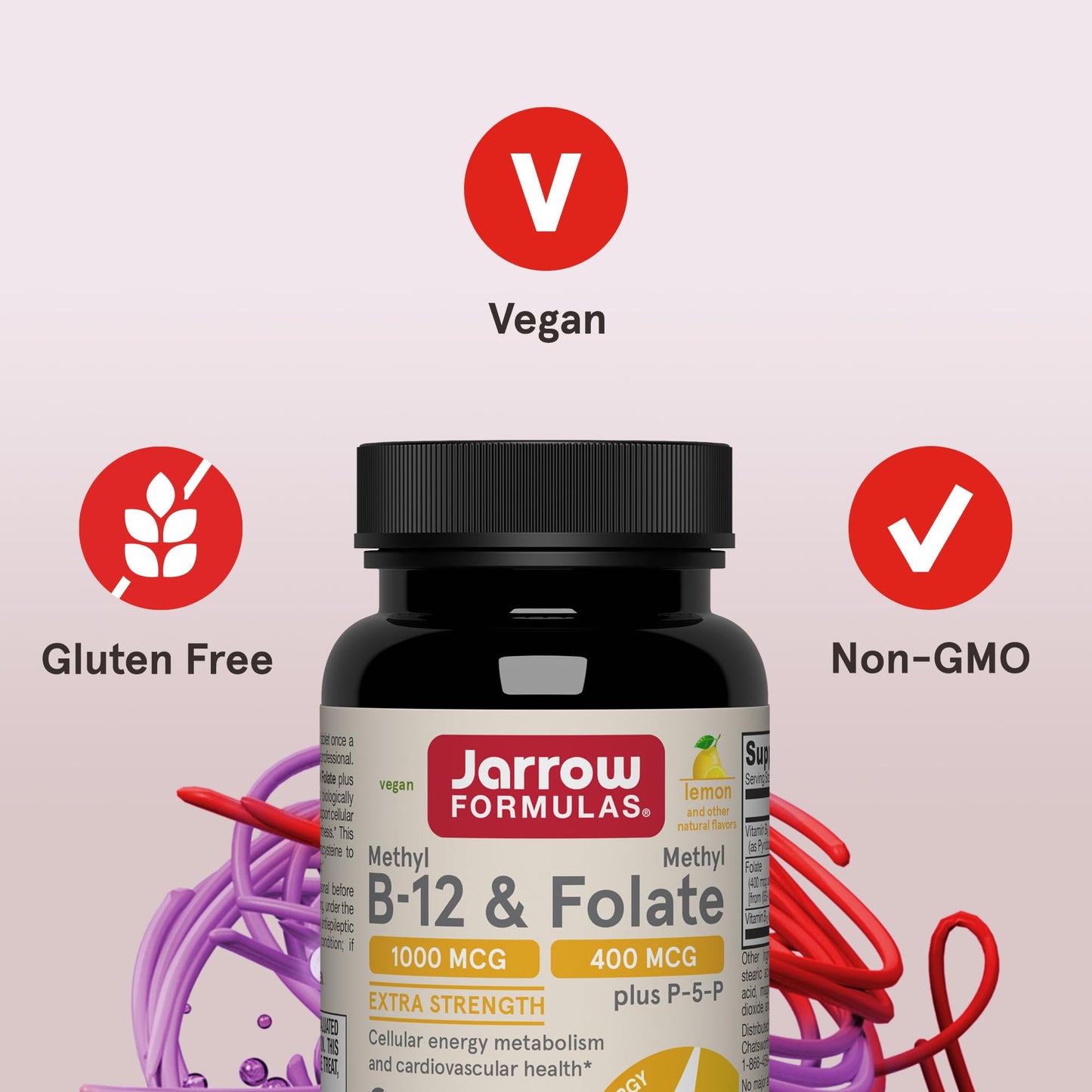 Jarrow Formulas Methyl B-12 & Methyl Folate, Bioactive Vitamin B9 & Vitamin B12 Supplement, Supports Cellular Energy Production, Healthy Brain Function & Metabolism - Maple Wellness Supplements