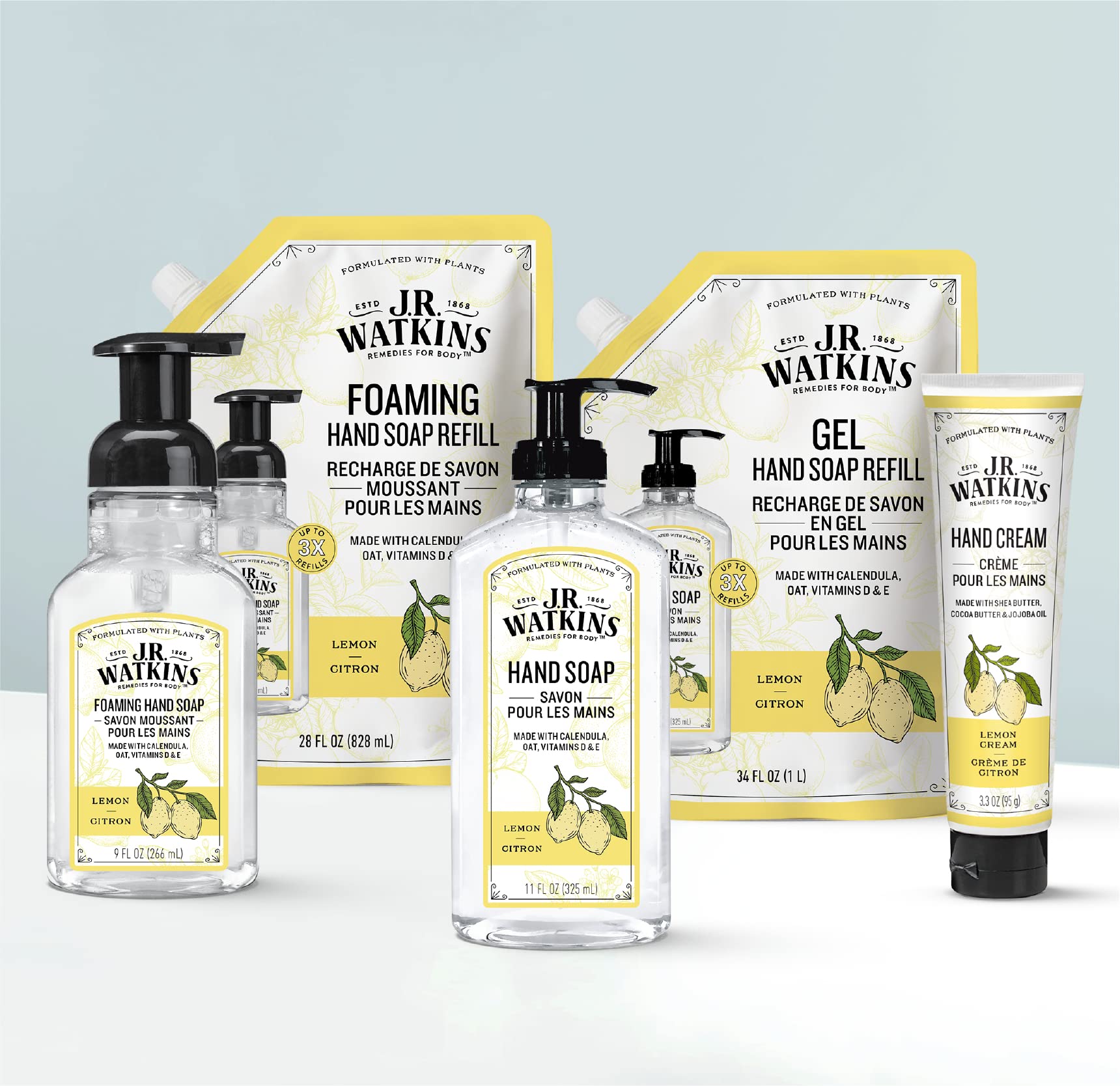 J.R. Watkins Foaming Hand Soap with Pump Dispenser, Moisturizing Foam Hand Wash, Alcohol-Free, Cruelty-Free, Citron, 9 fl oz, 3 Pack - Maple Wellness Supplements