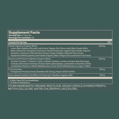 Juna Digestive Enzymes + Probiotic — 3-in-1 Daily Gut Support for Bloat Relief, Smooth Digestion & Microbiome Balance | 15 Enzymes, 5 Probiotics, 8 Botanicals | Vegan, 3rd-Party Tested | 60 Capsules - Maple Wellness Supplements
