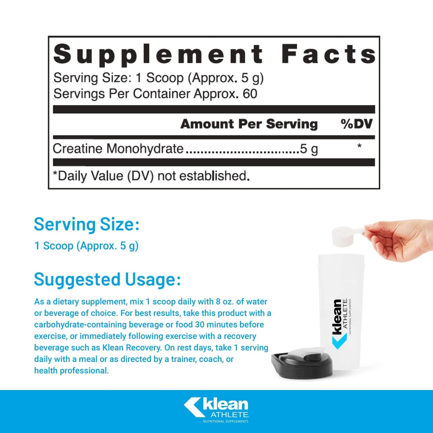 Klean Athlete Klean Creatine - Supports Muscle Strength, Performance & Recovery from Strenuous Exercise* - NSF Certified for Sport - 11.1 Ounces - Unflavored - Maple Wellness Supplements