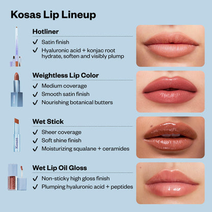Kosas Wet Lip Oil Gloss – Plumping Peptide Lip Treatment Gloss in Sheer Rich Brown, Hydrating with Hyaluronic Acid, Peptides & Plant Oils, Non-Sticky, Vegan, Clean Beauty Lip Gloss (Cola) 0.15 oz - Maple Wellness Supplements