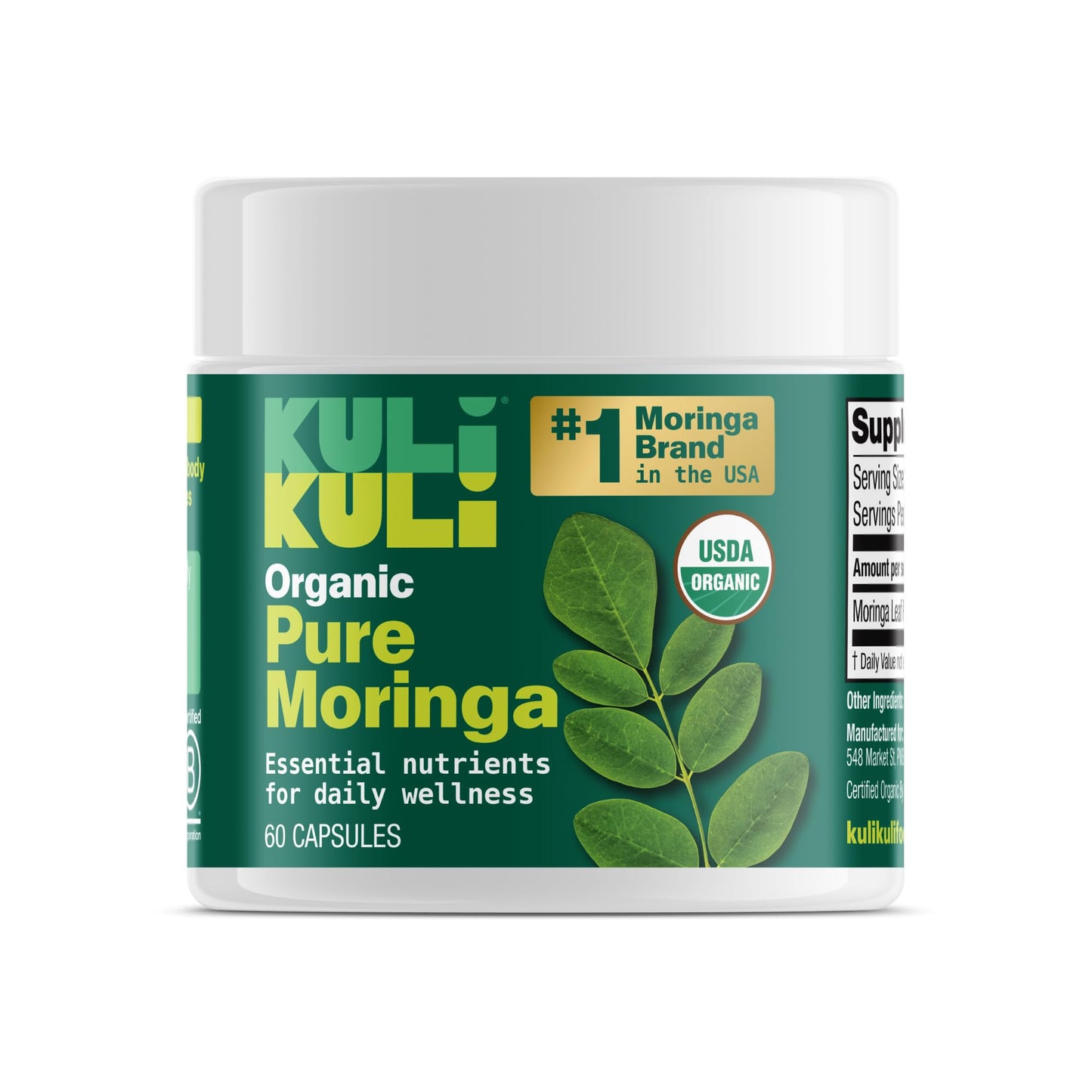 KULI KULI Organic Pure Moringa Capsules, 60 CT - Maple Wellness Supplements