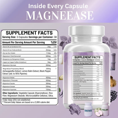 Kun Shafi Magnesium Complex with Magnesium Glycinate Malate, L-Threonate, Taurate, Orotate, Zinc,Aspartate, Copper Manganese & Vitamin D3 B6 Complex - 1Pack - Maple Wellness Supplements