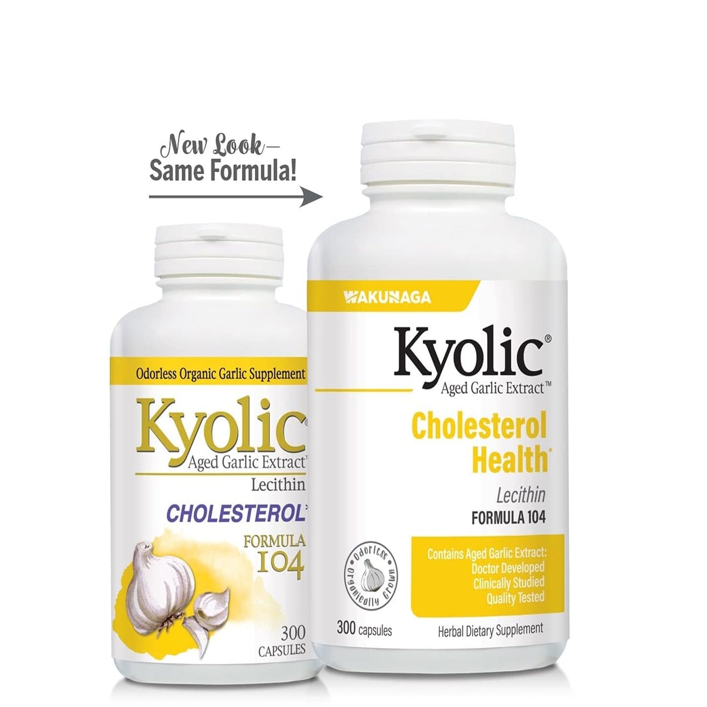 Kyolic Aged Garlic Extract Formula 104, Cholesterol Health*, 300 Capsules - Maple Wellness Supplements