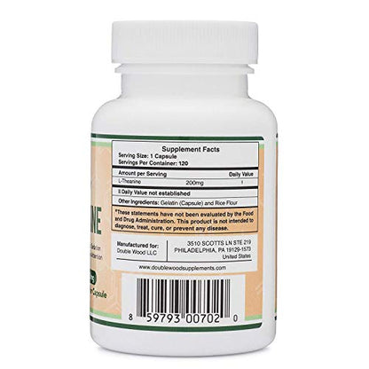 L-Theanine Supplement 200mg, 120 Capsules (Soy Free, Gluten Free, Non-GMO - Maple Wellness Supplements