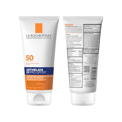 La Roche-Posay Anthelios UV Pro-Sport SPF 50 Sunscreen for Face & Body, Water & Sweat Resistant with Non-Drip Formula, Invisible Broad Spectrum Sunscreen Lotion - Maple Wellness Supplements