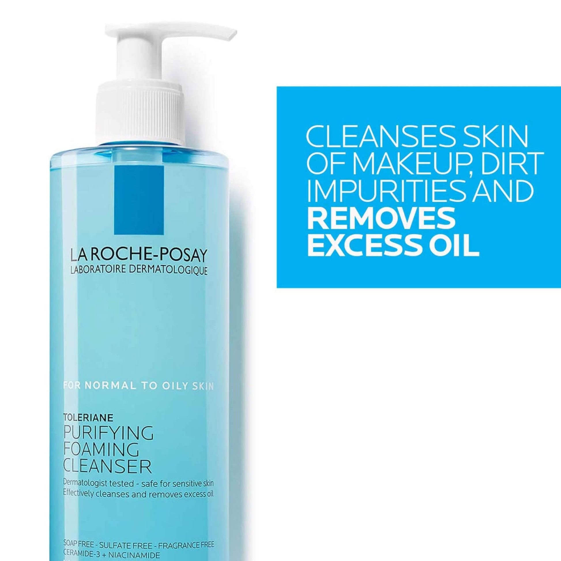 La Roche-Posay Toleriane Purifying Foaming Facial Cleanser, Oil Free Face Wash for Women & Men with Niacinamide + Ceramides - Maple Wellness Supplements