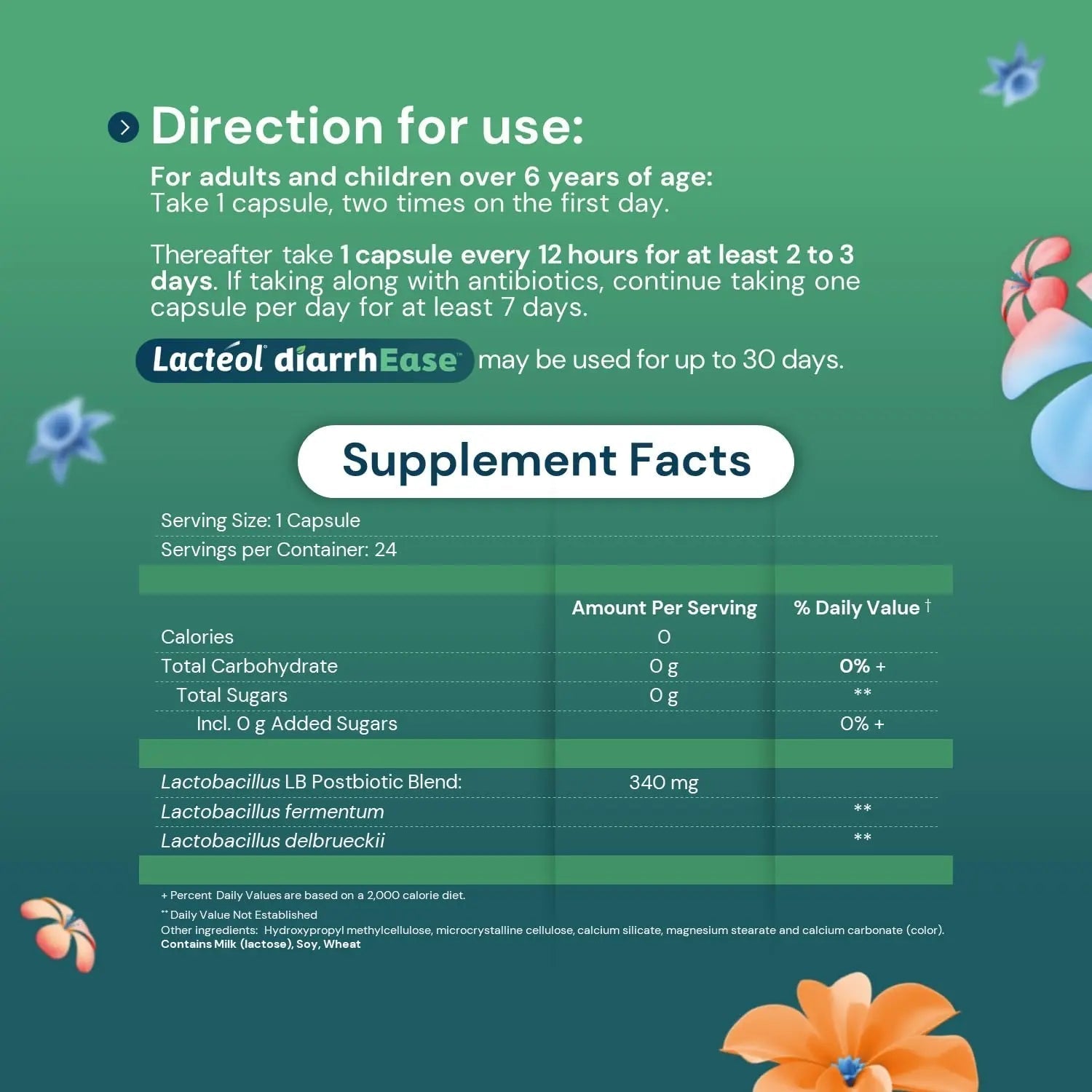 Lactéol diarrhEase- a Safe, Drug Free and clinically Tested postbiotic Strain That Helps soothes Occasional Digestive Upset and Shortens The Duration of Occasional Diarrhea, 24 Count - Maple Wellness Supplements