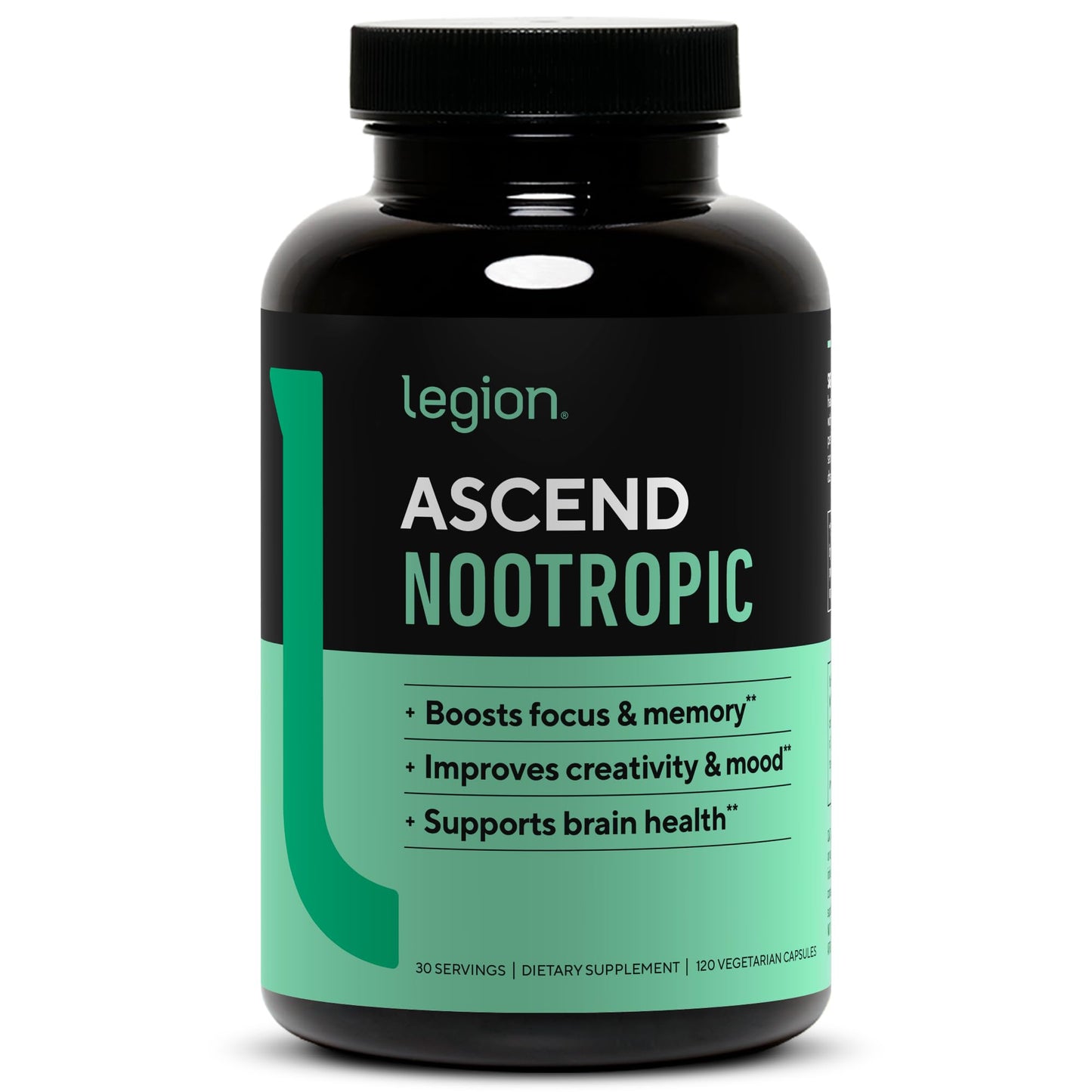 LEGION Athletics Ascend Nootropic - All-Natural Brain Supplements for Memory and Focus - Nootropics Brain Support Supplement with Alpha-GPC - Brain Supplement for Alertness & Mood Support, 30 Servings - Maple Wellness Supplements