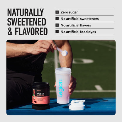 LEGION Pulse Pre Workout Supplement - All Natural Nitric Oxide Preworkout Drink to Boost Energy, Creatine Free, Naturally Sweetened, Beta Alanine, Citrulline, Alpha GPC (Fruit Punch) - Maple Wellness Supplements