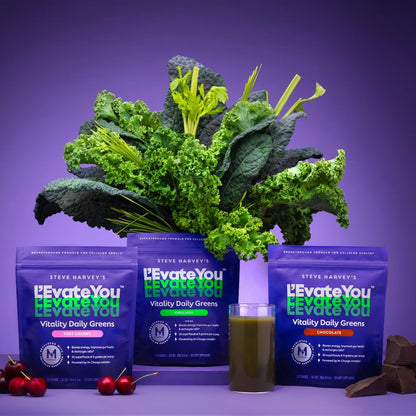 L'Evate You Vitality Daily Greens Powder (28 Servings) 30 Superfoods, 9 Greens - for a Cellular Energy Boost, Powered by M-Charge Complex for All Day Energy (Tart Cherry) - Maple Wellness Supplements