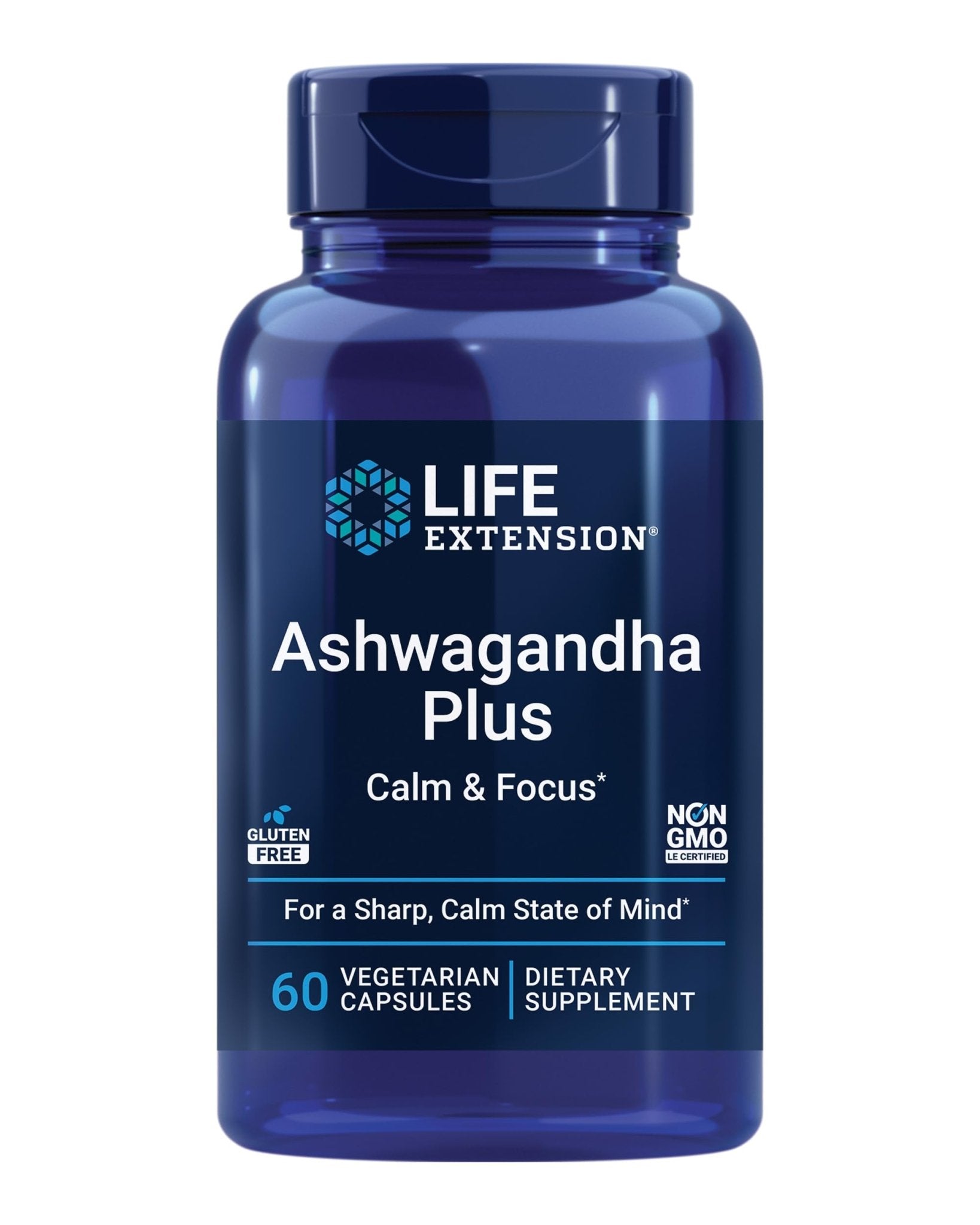 Life Extension Ashwagandha Plus Calm & Focus, ashwagandha Extract, Spearmint Extract, Focus, Attention, Relaxation, Advanced Formula, 60 Vegetarian Capsules - Maple Wellness Supplements