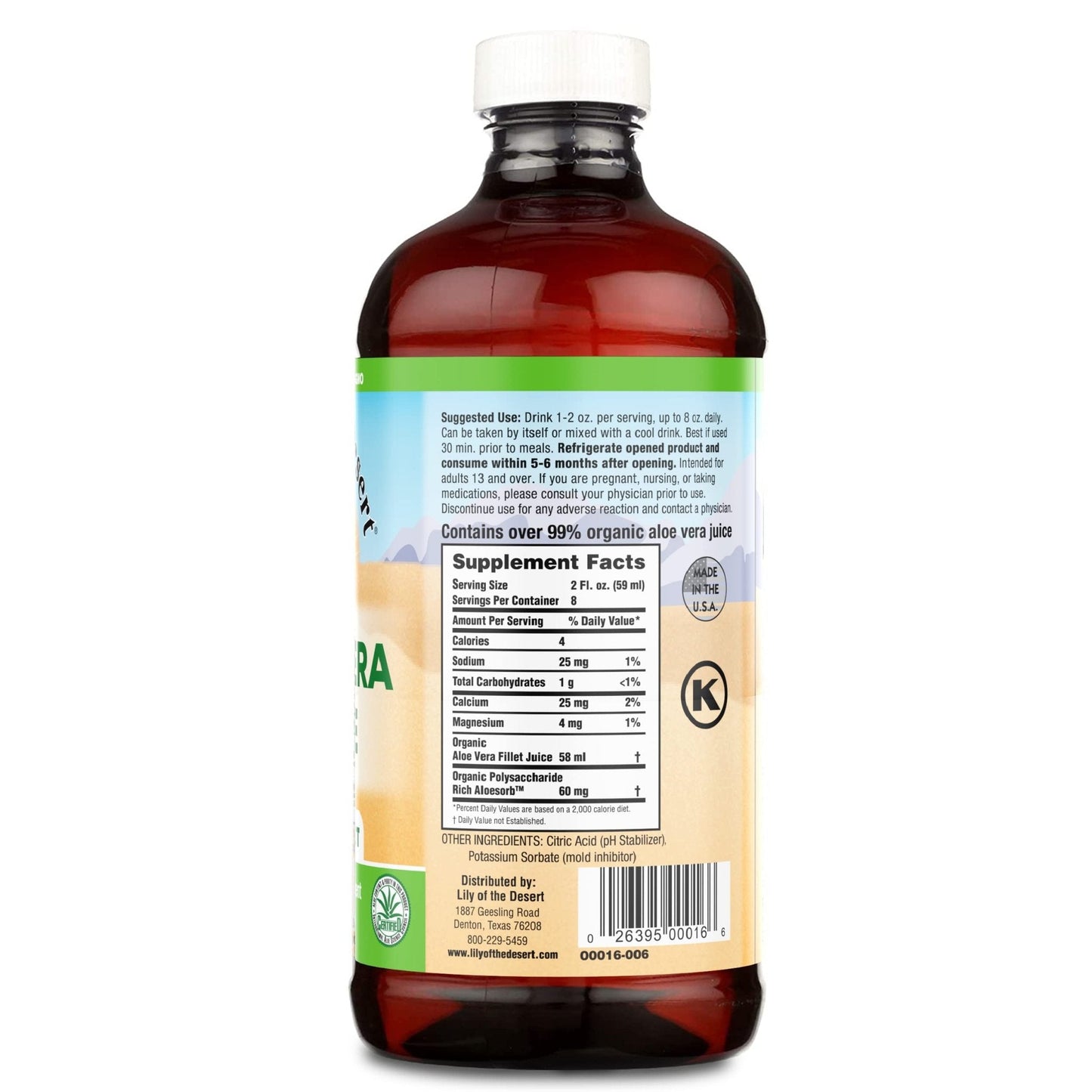 Lily of the Desert Organic Aloe Vera Juice – Inner Fillet, 16 fl oz - Maple Wellness Supplements
