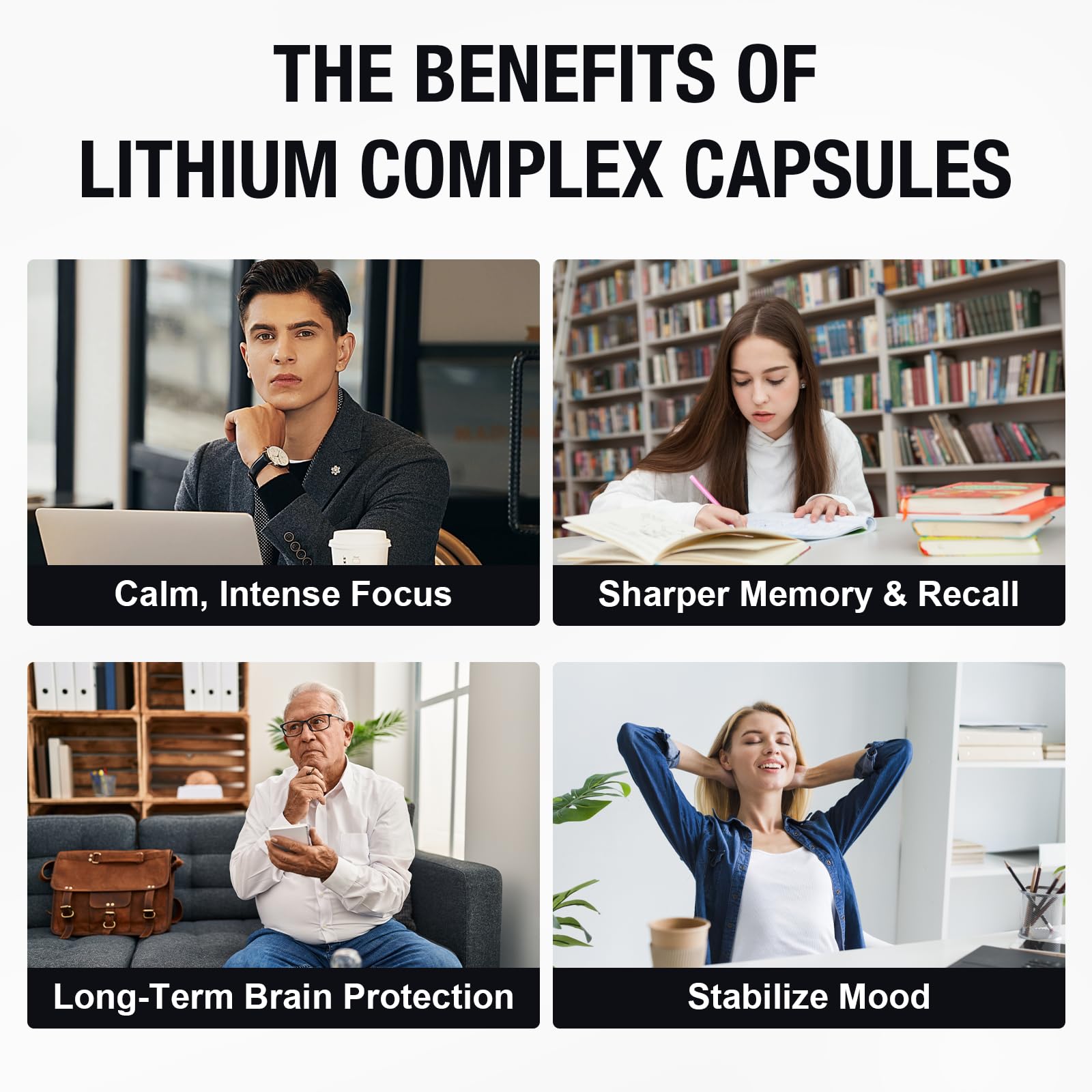 Lisopomal Lithium Orotate Complex Capsules, Lithium Orotate 20 mg, Magnesium Glycinate & Ashwagandha, Brain Health Supplements for Cognitive, Mood & Memory - Maple Wellness Supplements