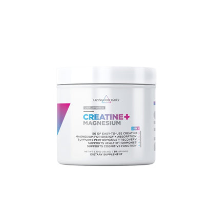 Livingood Daily Creatine + Magnesium Powder, Unflavored | 5g Micronized Creatine Monohydrate with Magnesium for Energy, Muscle Recovery & Performance | 30 Servings - Maple Wellness Supplements